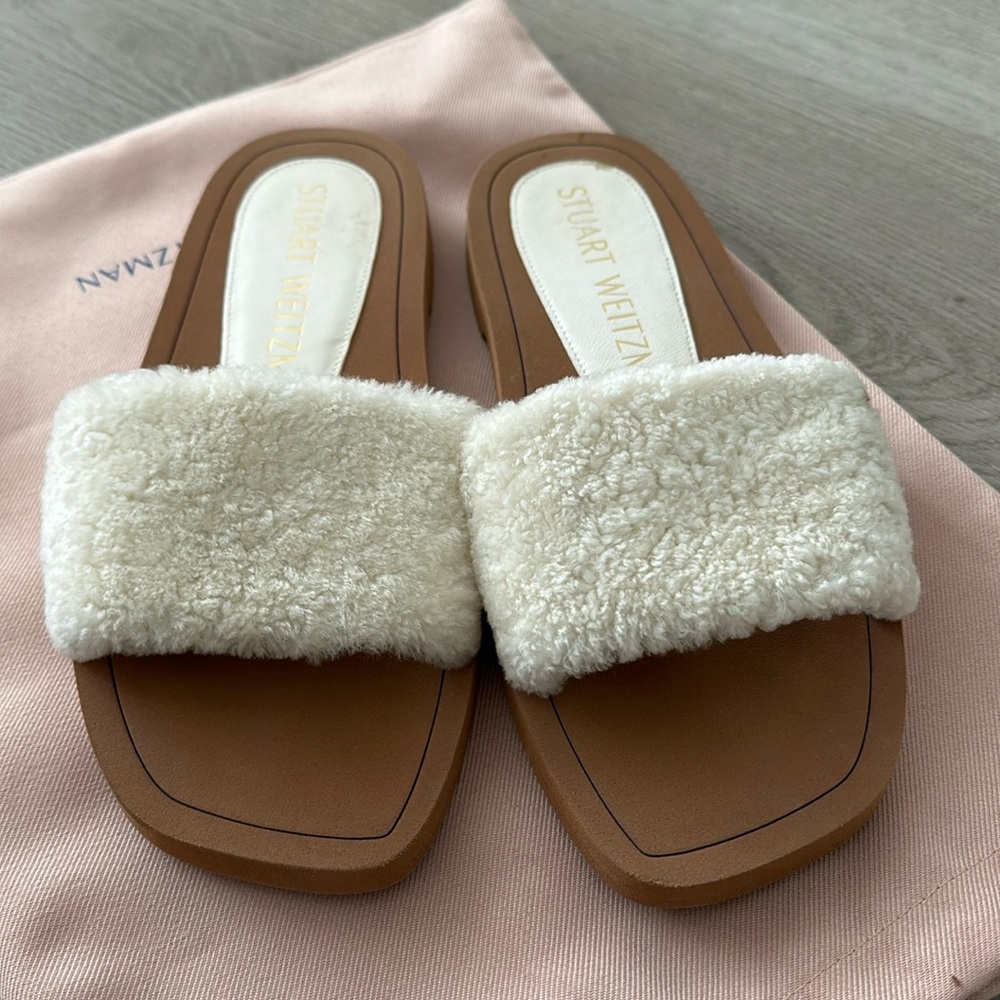 Stuart Weitzman Cammy Shearling Slide Sandals - image 3